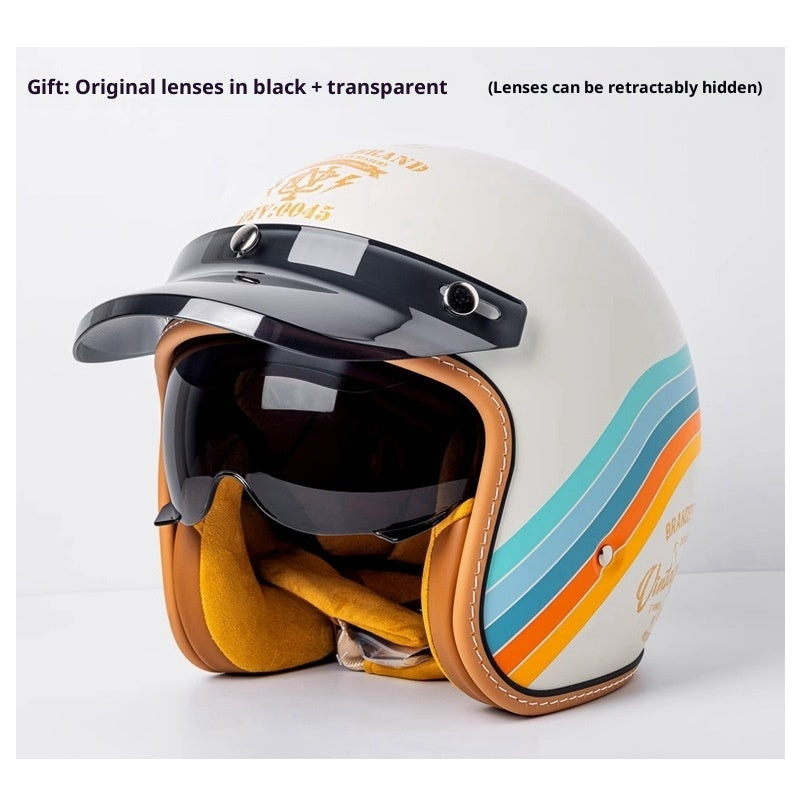 Motorcycle Helmet Motorcycle Helmet Men's And Women's Electric Car Built-in Goggles