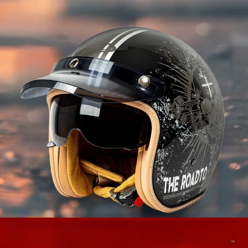 Motorcycle Helmet Motorcycle Helmet Men's And Women's Electric Car Built-in Goggles