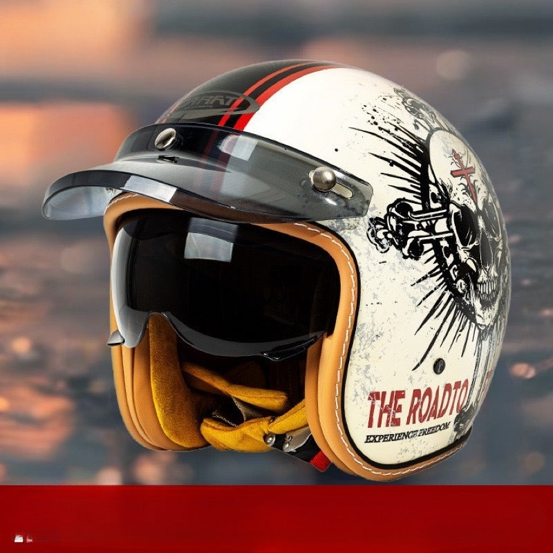 Motorcycle Helmet Motorcycle Helmet Men's And Women's Electric Car Built-in Goggles