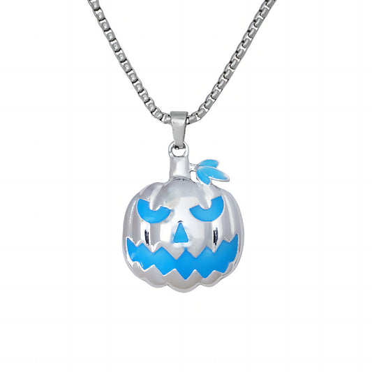 Halloween Ghost Festival Necklace Luminous Pumpkin Pendant Night Glowing Ghost Face Accessory Fashion Jewelry Present