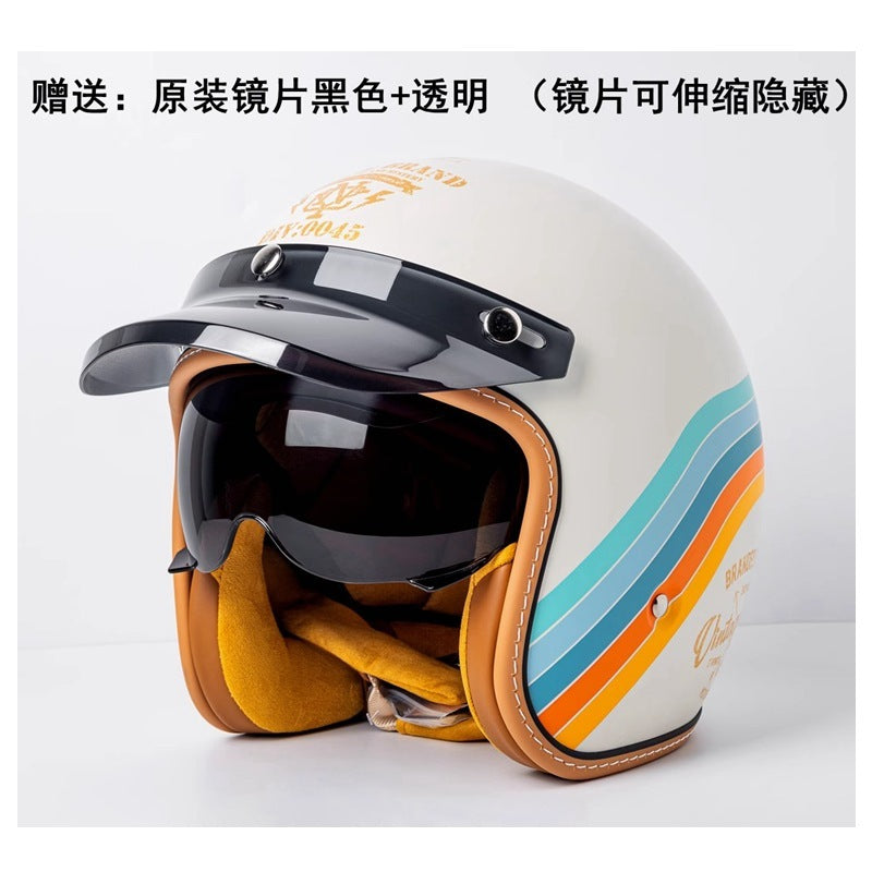 Motorcycle Helmet Motorcycle Helmet Men's And Women's Electric Car Built-in Goggles